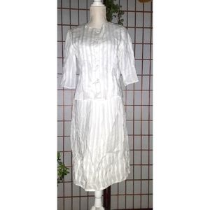 Way | Women's Pleated 100% Linen Skirt Set - White Linen